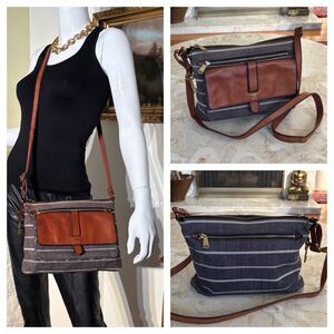 Fossil Kinley Crossbody Canvas & Leather Bag